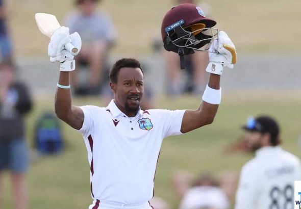 Hodge’s Gritty Hundred Keeps West Indies Alive in the Test